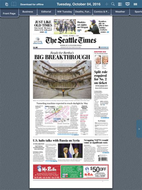 1 for the first 8 weeks (then 3. . Seattle times print replica